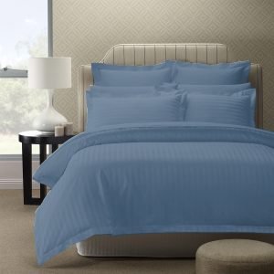 Royal Comfort 1200TC Quilt Cover Set Damask Cotton Blend Luxury Sateen Bedding – Queen – Blue Fog