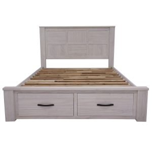 Foxglove Bed Frame Double Size Wood Mattress Base With Storage Drawers – White