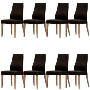 Rosemallow Dining Chair Set of 8 PU Leather Seat Solid Messmate Timber – Black