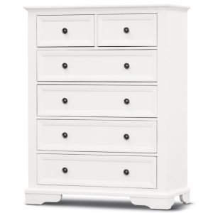 Celosia Tallboy 6 Chest of Drawers Solid Acacia Wood Bed Storage Cabinet – White