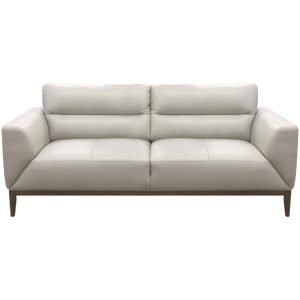 Downy  Genuine Leather Sofa 3 Seater Upholstered Lounge Couch – Silver