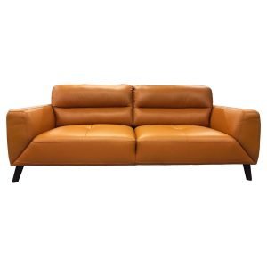 Downy  Genuine Leather Sofa 3 Seater Upholstered Lounge Couch – Tangerine