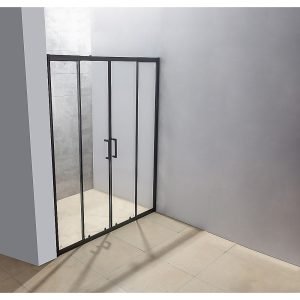 1400-1600mm Sliding Door Safety Glass Shower Screen Black By Della Francesca