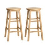 Artiss 2x Bar Stools Round Chairs Wooden Nature