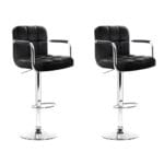 Artiss 2x Bar Stools Leather Gas Lift w/Armrest Black