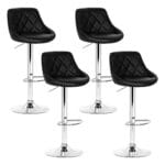 Artiss 4x Bar Stools Leather Padded Gas Lift Black
