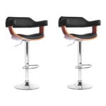 Artiss 2x Bar Stools Gas Lift Leather w/Armrest Black