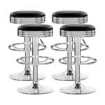 Artiss 4x Bar Stools Leather Padded Gas Lift Silver