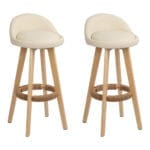 Artiss 2x Bar Stools Padded Leather Wooden Beige