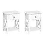 Artiss 2 X Bedside Table 1 Drawer with Shelf - EMMA White