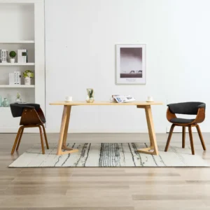 vidaXL Dining Chairs 2 pcs Grey Bent Wood and Fabric