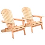 Gardeon Adirondack Outdoor Chairs Wooden Beach Chair Patio Furniture Garden Natural Set of 2