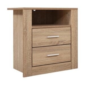Artiss Bedside Table 2 Drawers with Shelf – TARA Oak