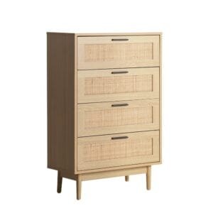 Artiss 4 Chest of Drawers Rattan Tallboy Pine – BRIONY