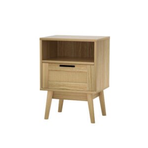 Artiss Rattan Bedside Table 1 Drawer with Shelf – REI Oak