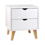 Artiss Bedside Table 2 Drawers - ANDERS White