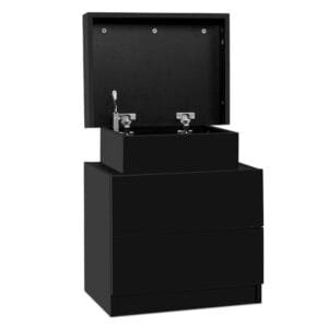Artiss Bedside Table 2 Drawers Lift-up Storage – COLEY Black