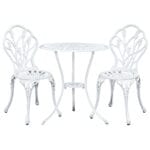 Gardeon 3PC Outdoor Setting Bistro Set Chairs Table Cast Aluminum Patio Furniture Tulip White