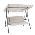Gardeon Outdoor Swing Chair Garden Chair Bench Furniture Canopy 3 Seater Beige