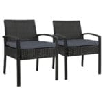 Gardeon 2PC Outdoor Dining Chairs Patio Furniture Rattan Lounge Chair Cushion Felix
