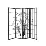 Artiss 4 Panel Room Divider Screen 174x179cm Bamboo Black White