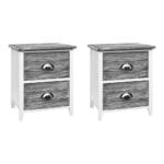 Artiss Bedside Table 2 Drawers Vintage X2 - THYME Grey