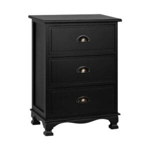 Artiss Bedside Table 3 Drawers Vintage – THYME Black