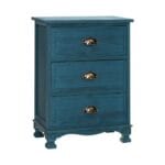 Artiss Bedside Table 3 Drawers Vintage - THYME Blue