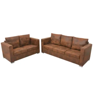 vidaXL Sofa Set 2 Pieces Artificial Suede Leather