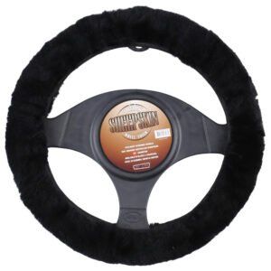 Sheepskin Steering Wheel Cover – Black