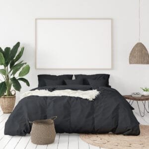 Balmain 1000 Thread Count Hotel Grade Bamboo Cotton Quilt Cover Pillowcases Set – King – Charcoal