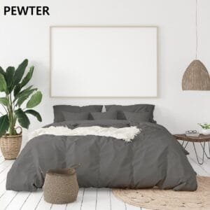 Balmain 1000 Thread Count Hotel Grade Bamboo Cotton Quilt Cover Pillowcases Set – Queen – Pewter
