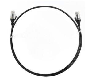 8WARE CAT6 Ultra Thin Slim Cable 0.25m / 25cm – Black Color Premium RJ45 Ethernet Network LAN UTP Patch Cord 26AWG for Data Only, not PoE