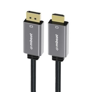 MBEAT Tough Link 1.8m 4K/60Hz Display Port to HDMI Cable – Connects DisplayPort to HDMI 4K@60Hz (3840√ó2160), Gold Plated, Aluminium, Nylon Braided