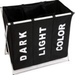 3 in 1 Large 135L Laundry Clothes Hamper Basket with Waterproof bags and Aluminum Frame (Black)