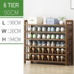 6 Tier Tower Bamboo Wooden Shoe Rack Corner Shelf Stand Storage Organizer