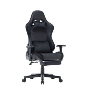 7 RGB Lights Bluetooth Speaker Gaming Chair Ergonomic Racing chair 165¬∞ Reclining Gaming Seat 4D Armrest Footrest Black