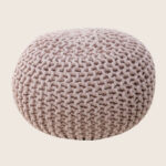 Braided Ottoman Pouffe Footstool Hand Knitted (Blush Pink)