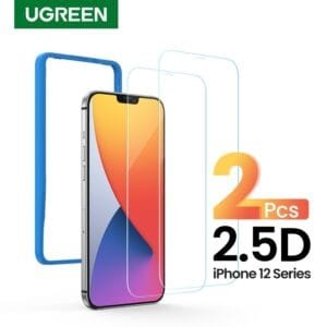 UGREEN 20337 2.5D Full Cover HD Screen Tempered Protective Film for iPhone 12/6.1″  Twin Pack