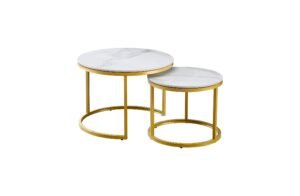 Nesting style Coffee Table – White on Champagne Gold – 60cm/45cm