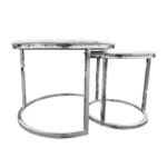 Nesting style Coffee Table - White on Silver - 60cm/45cm