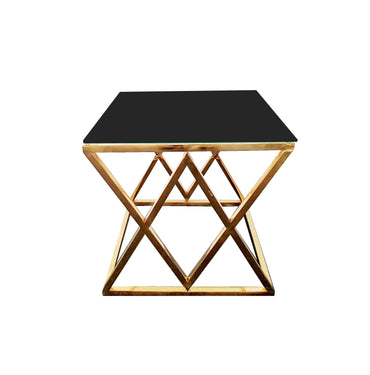 Alsea Side Table Gold Base – Black Glass