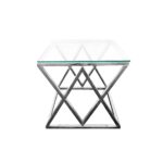 Alsea Side Table Silver Base - Clear Glass