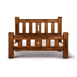 Umber Bed Frame Queen Size Mattress Base Solid Pine Timber Wood – Dark Brown