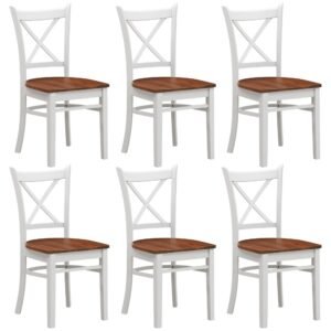 Lupin Dining Chair Set of 6 Crossback Solid Rubber Wood Furniture – White Oak