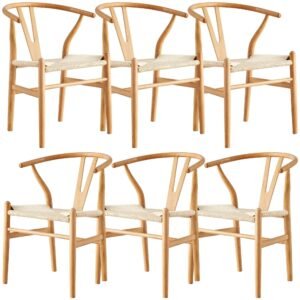 Anemone  Set of 6 Wishbone Dining Chair Beech Timber Replica Hans Wenger Natural