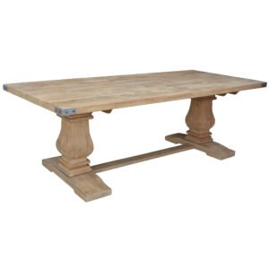 Gloriosa Dining Table 230cm 8 Pax Pedestal Solid Mango Timber Wood – Honey Wash