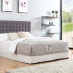 Bed Head Queen Charcoal Headboard Upholstery Fabric Tufted Buttons