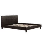Queen PU Leather Bed Frame Brown