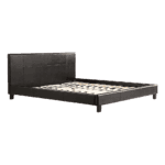King PU Leather Bed Frame Brown